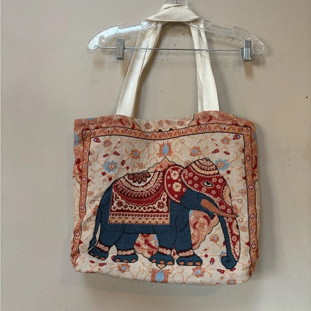 Elephant Tapestry Tote Bag Boho Y2K Indie Festival - Picture 2 of 5